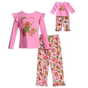 NWT DOLLIE & ME PINK GINGERBREAD PAJAMA SET -SZ 12